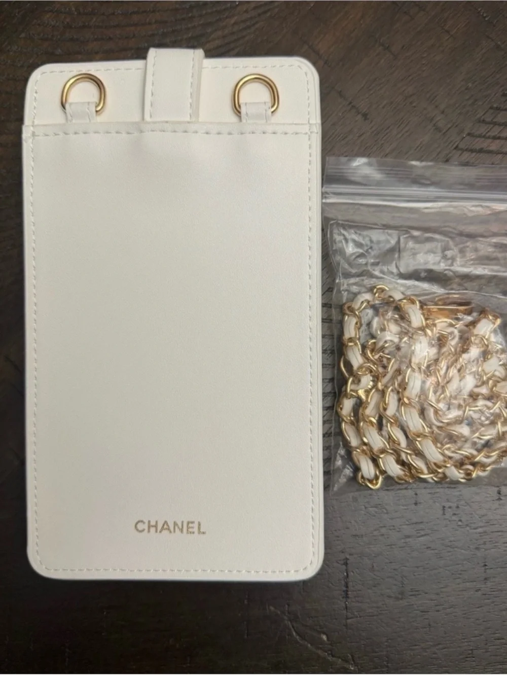 CHANEL White Quilted Phone Crossbody Wallet - Luxury Chain Strap